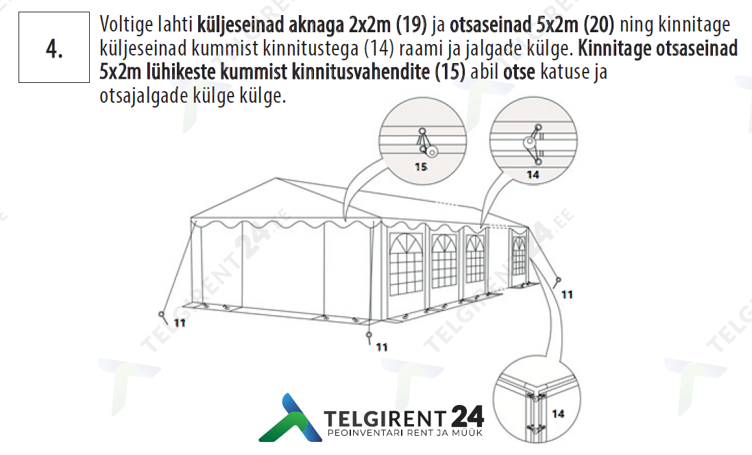 peotelgi rent peotelgi küljeseinade kinnitamine
