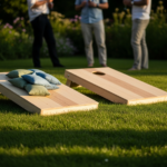 Cornhole mangu rent - kaks puidust kaldlauda ja viskekotid